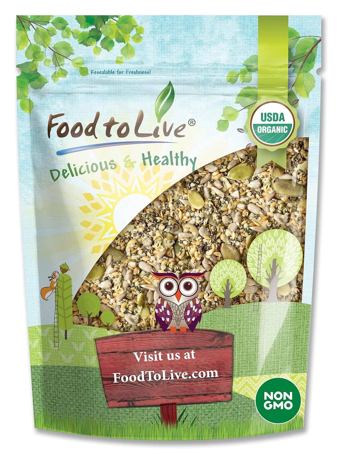 Food To Live - Wholesale Plant Seeds - Organic Superseed Mix - Chia, Flax, Hemp, Pumpkin, Sunflower