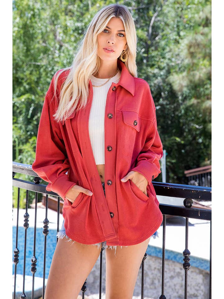 Sweet Lovely by Jen - Wholesale Shirt Jacket/Shacket - Women's - SOFT COZY WASHED SHACKET12