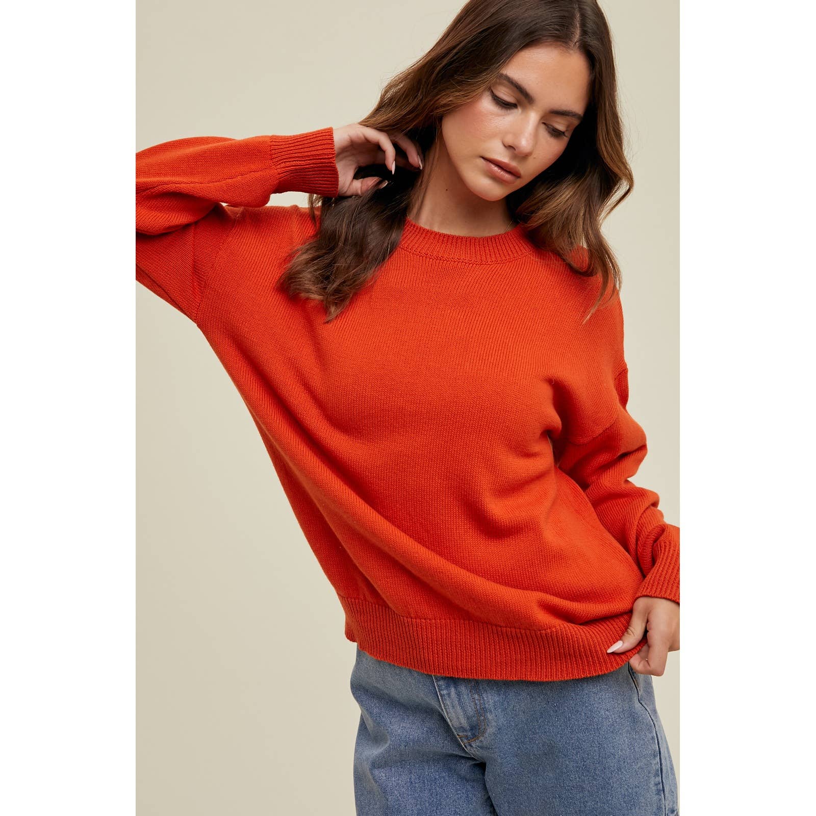 Wishlist Apparel - Vente Pull en maille – femme - PULL LÉGER À ÉPAULES TOMBANTES/WL24-93570