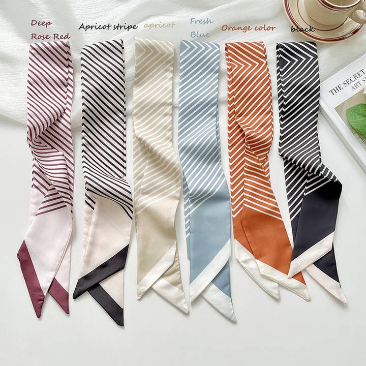 ACCITY - Wholesale Scarf - Women's - VERSATILE BLACK STRIPED SCARF HEADBAND SCARF_CWASC0707