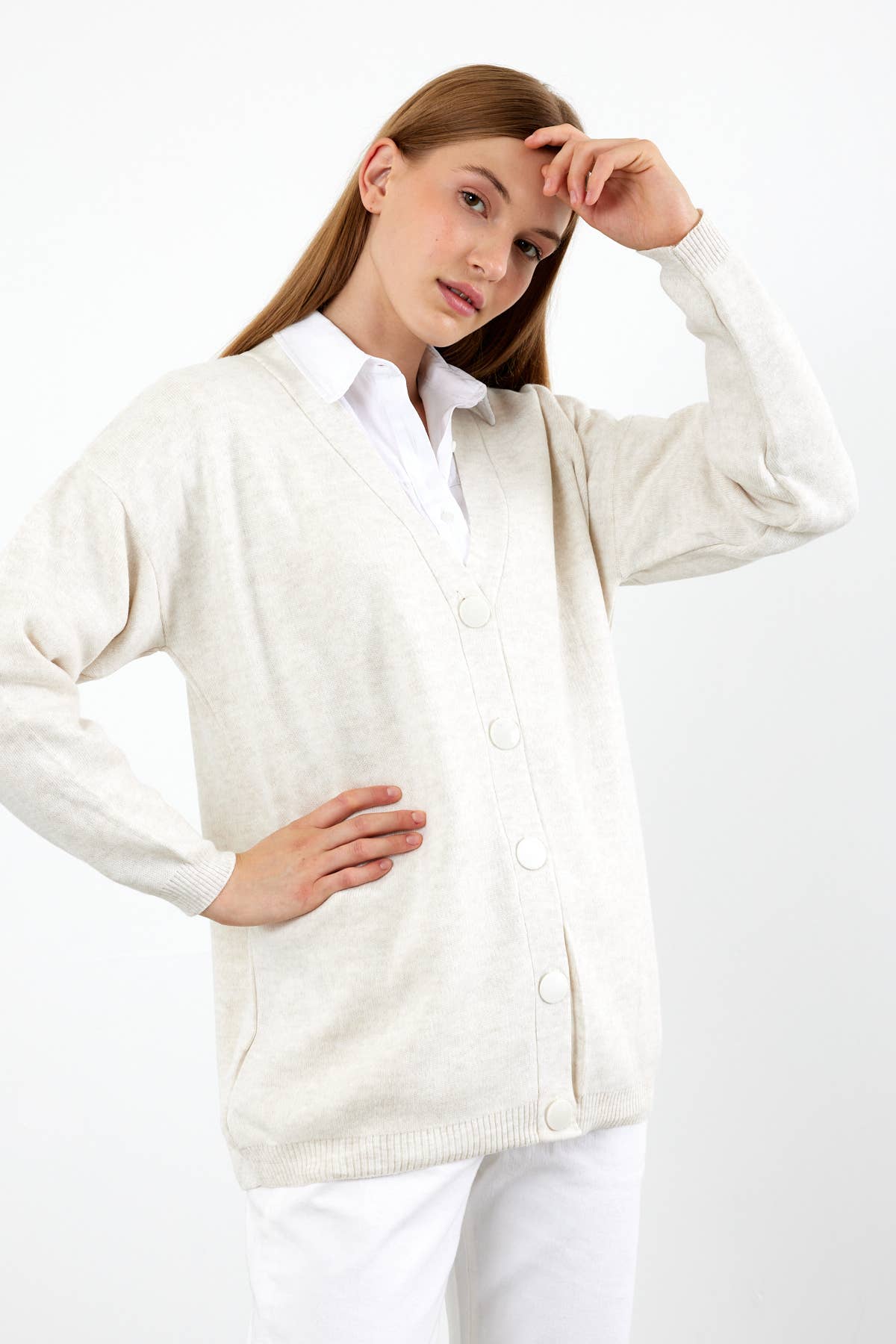 VAV NEW YORK - Wholesale Cardigan - Women's - Women's Solid Color Mid-Length Knit Cardigan Oversized Solid11