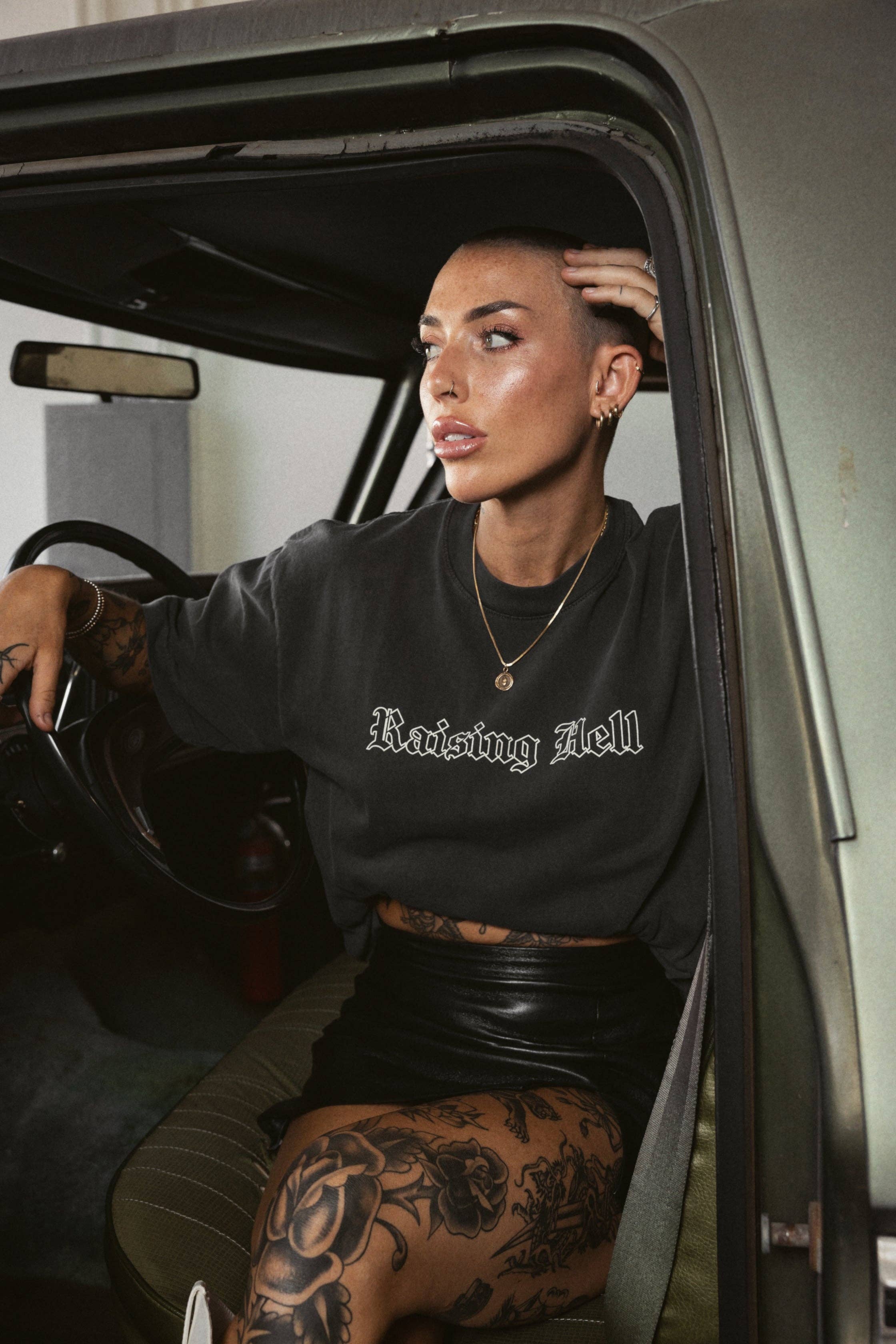 Washed Black Raising Hell Tee for wholesale on Faire3