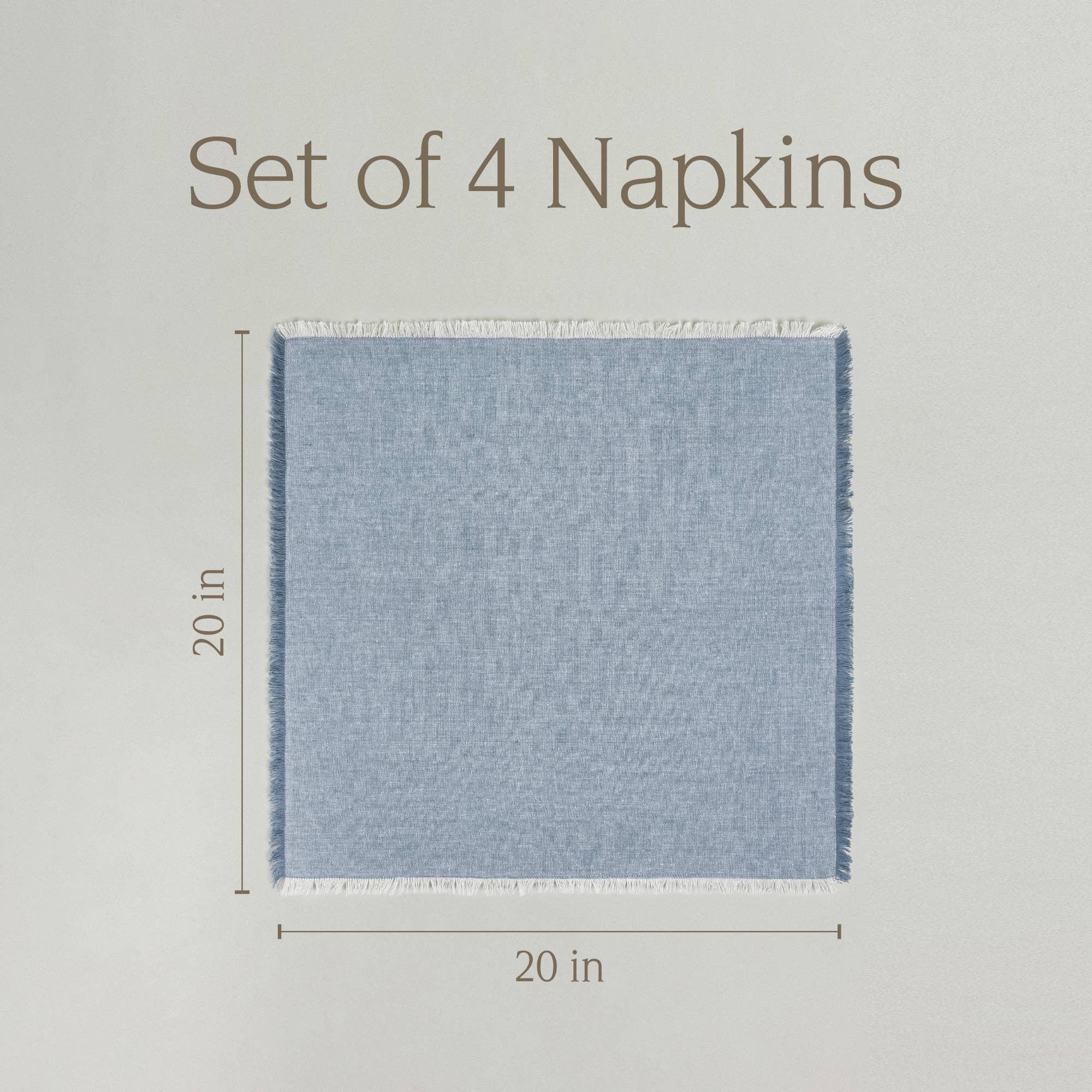 over&back - Wholesale Dinner & Cloth Napkin - Frayed Chambray Napkins – Set of 44
