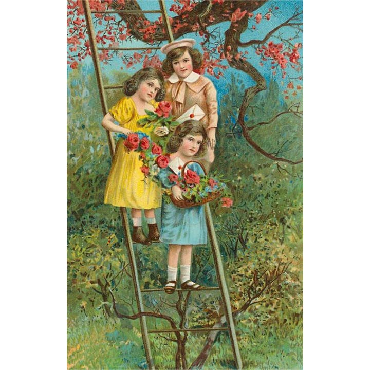 Greeting Card LT-99 Victorian Children Perched on Ladder for wholesale by Found Image Press