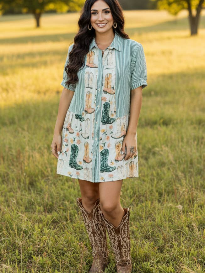 TH5011 KICKING BOOTS FLORAL DRESS (7 Piece) for wholesale by Turquoise Haven