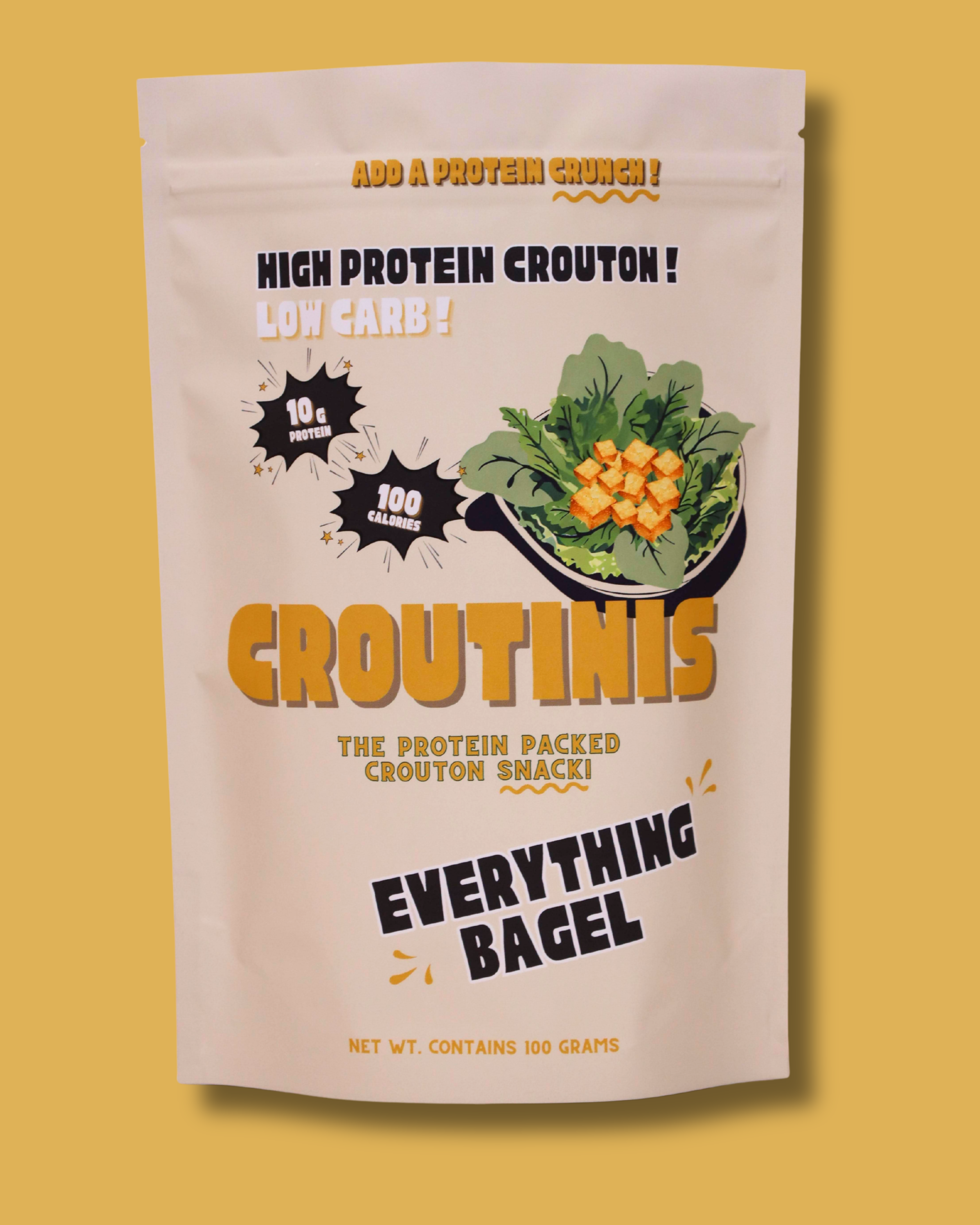 Croutinis - Wholesale Puffed Snack - Everything Bagel Crouton - High Protein, Low Carb & Gluten Free, Pantry Size 5oz Bags1