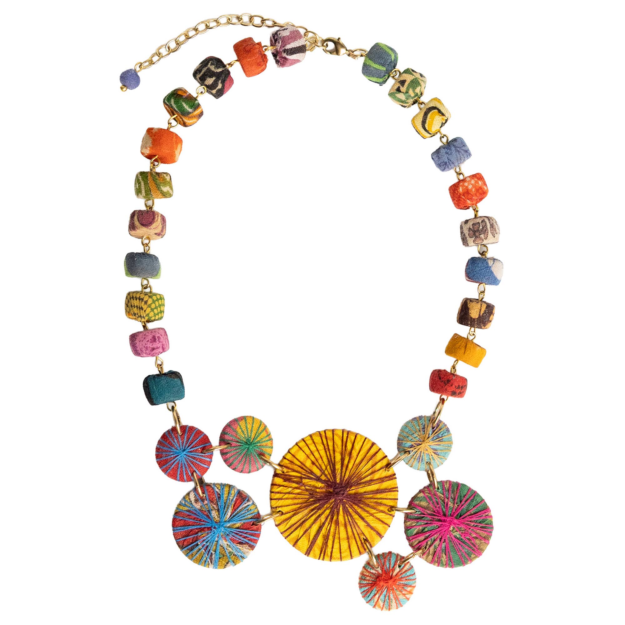 WorldFinds - Wholesale Beaded/Pearl Necklace - Kantha Threadburst Mosaic Necklace2