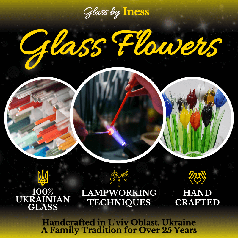 Glass by Iness - Wholesale Artificial Flowers - Red Glass Rose - Handcrafted Short Stem Flower5