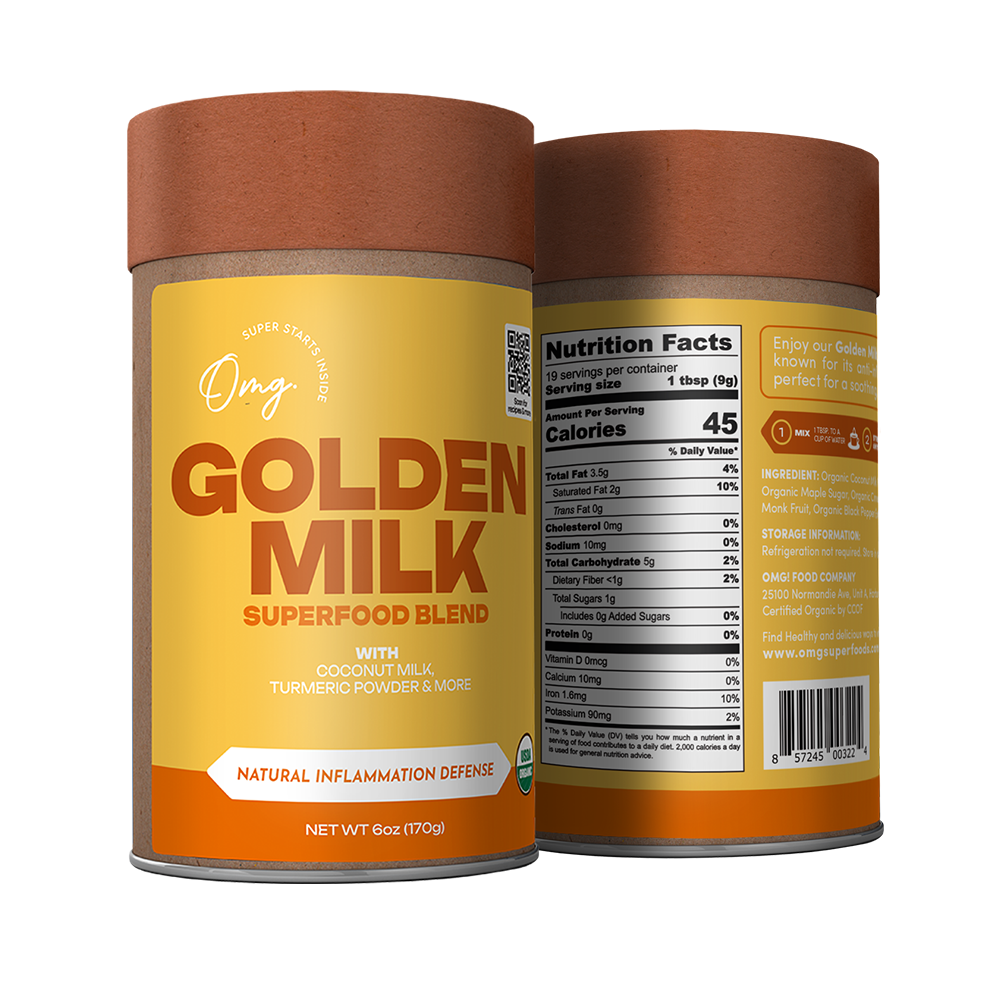 OMG Superfoods - Vente Poudres protéinées/superaliments - Lait d'or biologique — 6 oz (9 portions), Mélange pour latte au curcuma3