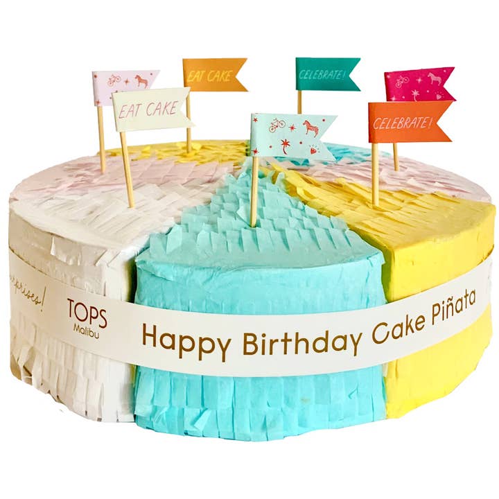 Refillable Tabletop Piñata Cake Slices - Birthday -7 Piñatas for wholesale by TOPS Malibu
