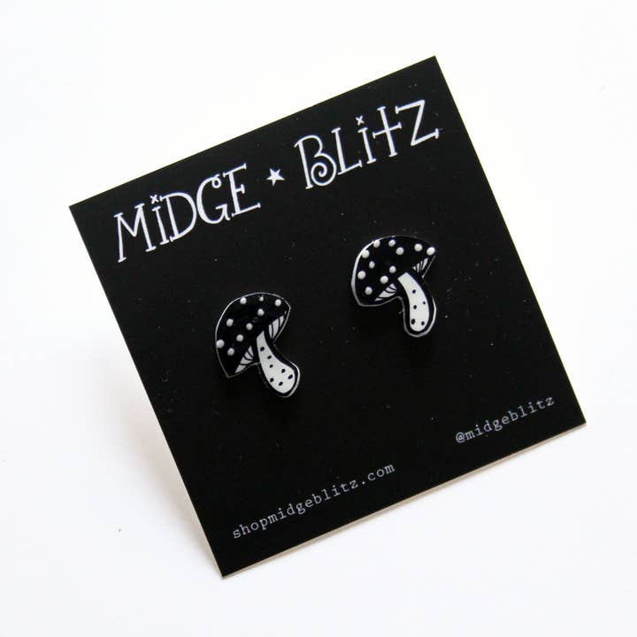 Boucles d'oreilles en forme de champignon magique pour la vente par Midge Blitz