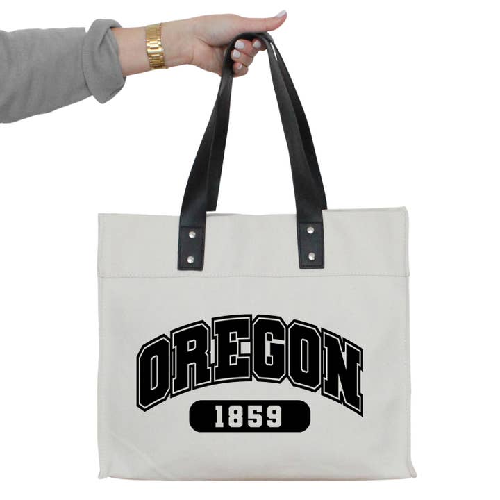 Varsity State Custom Market Tote for wholesale by Porter Lane Home