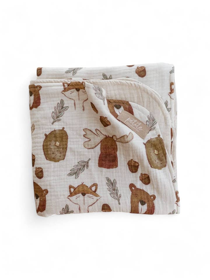 Muslin Blanket / Woodland Ecru for wholesale by PETITE EvelinaApparel