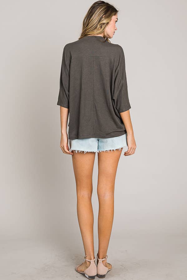 Cerule - Wholesale Knit Top - Women's - Elbow sleeve oversize cocoon knit top6