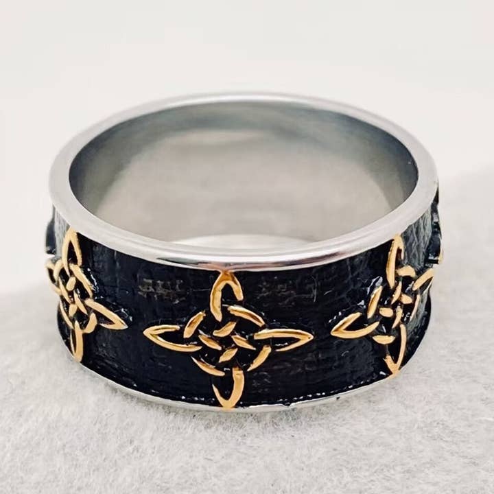 Mio Queena – Großhandel Band/Stapelring – Vintage-Ring aus Edelstahl mit keltischem Knoten — MJ/MR0