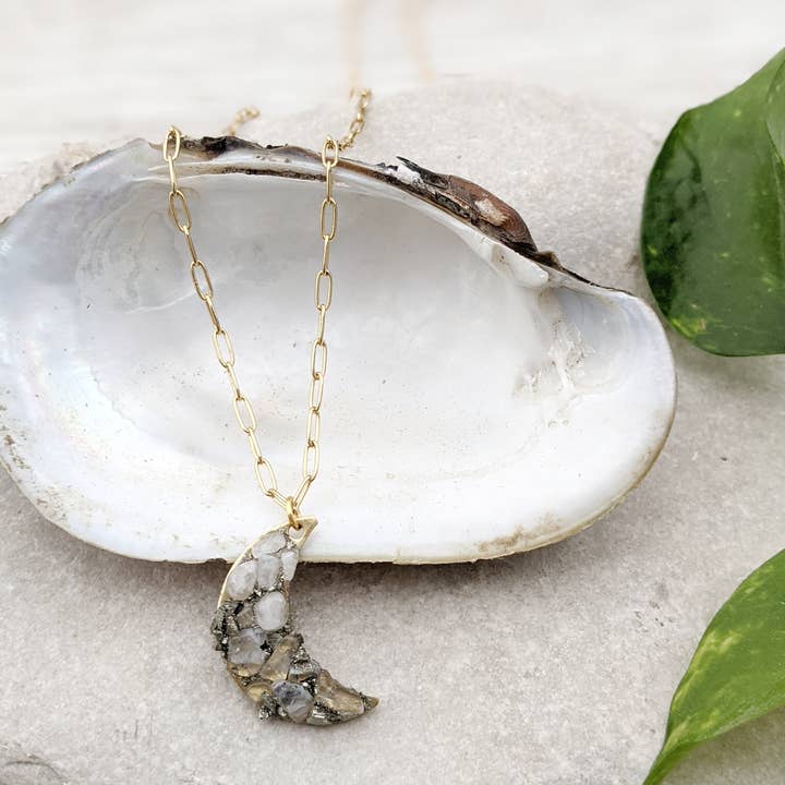 Dynamo - Wholesale Pendant/Charm Necklace - Jewelry Moonstone Crescent Necklace | Handcrafted Design3