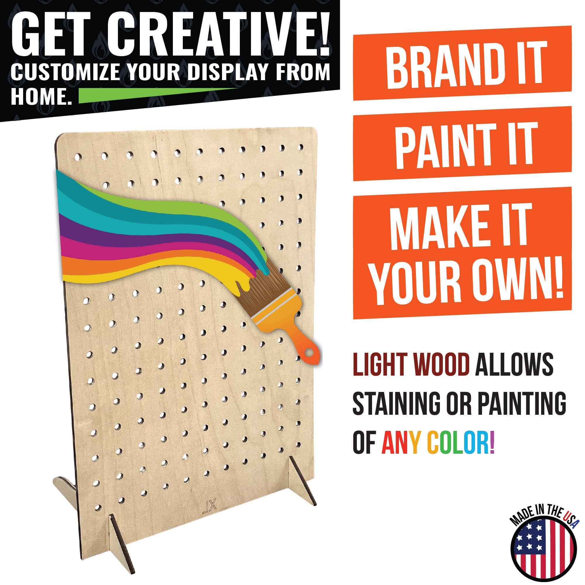 Torched Displays – wholesale Retailer display stand/case – Pegboard Display - Various Sizes and Colors48