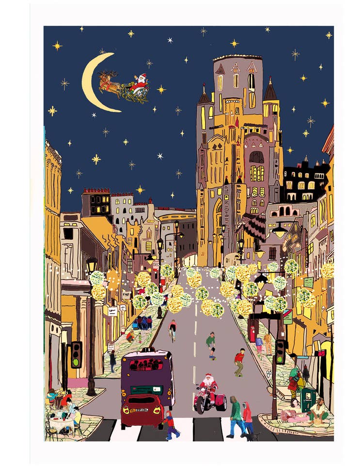 Carte de Noël de la rue du parc magique pour la vente par Wildflower cards