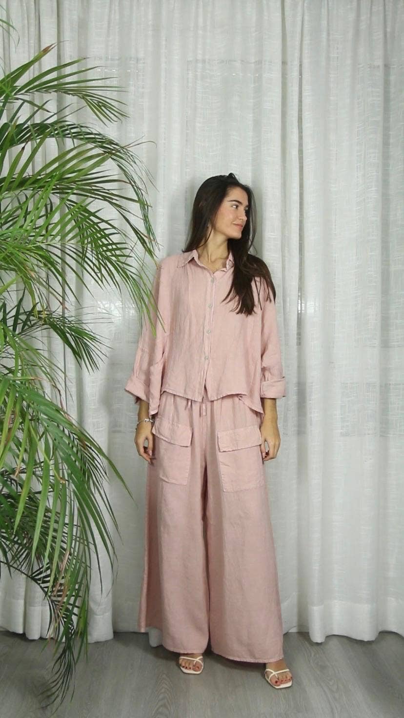 Linen & More - Wholesale Button Down Shirt - Women's - REF 14749 SHORT LINEN SHIRT 100%9