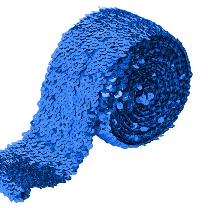 Elastic Sequin Trim 3 Inch 8 Row Glitter Bling Sequin Ribbon for wholesale by AK Brand