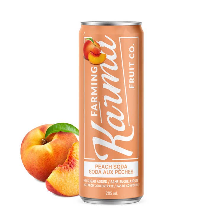 Peach Soda (4 pack) for wholesale by Farming Karma Fruit Co. Ltd