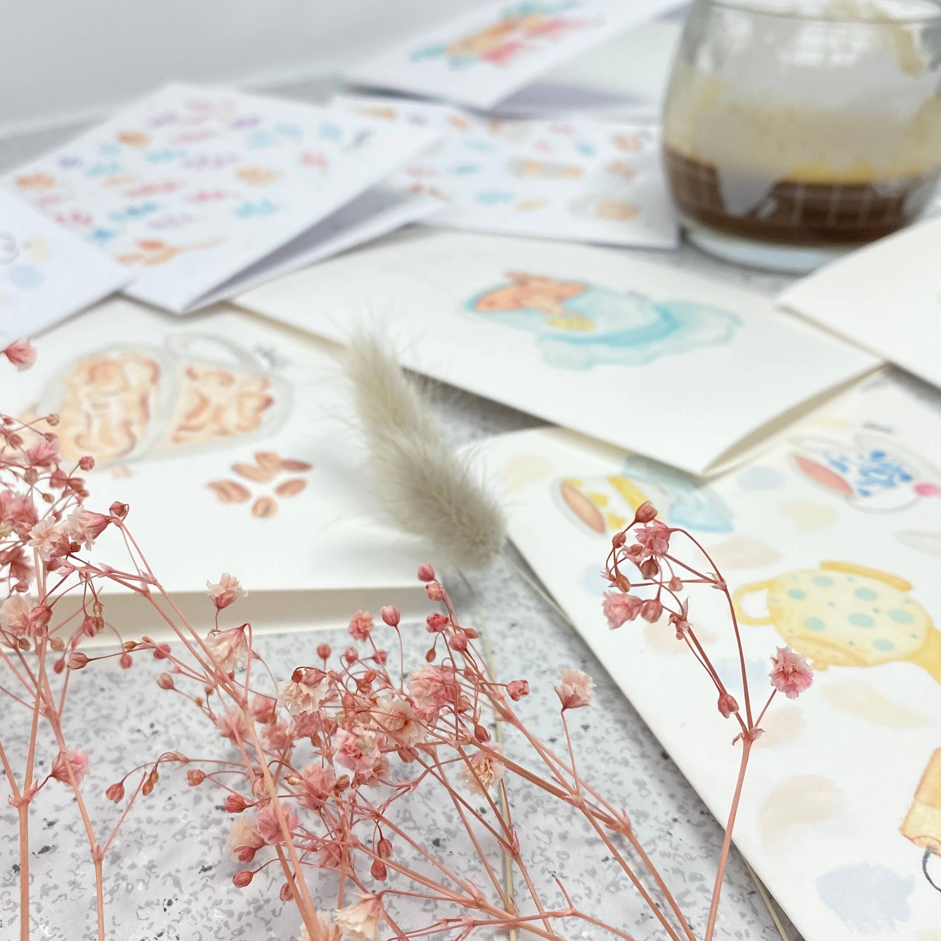 Survival kit de survie - Venta al por mayor Tarjetas de felicitación - Tarjeta de felicitación de la hora del té de Alicia de papel de lino blanco3