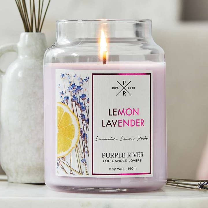 Candela profumata Limone Lavanda - 623g per la vendita all'ingrosso da parte di Purple River