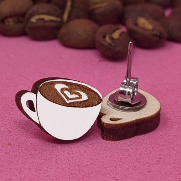 Coffee Cup Earrings for wholesale by Unpossible Cuts