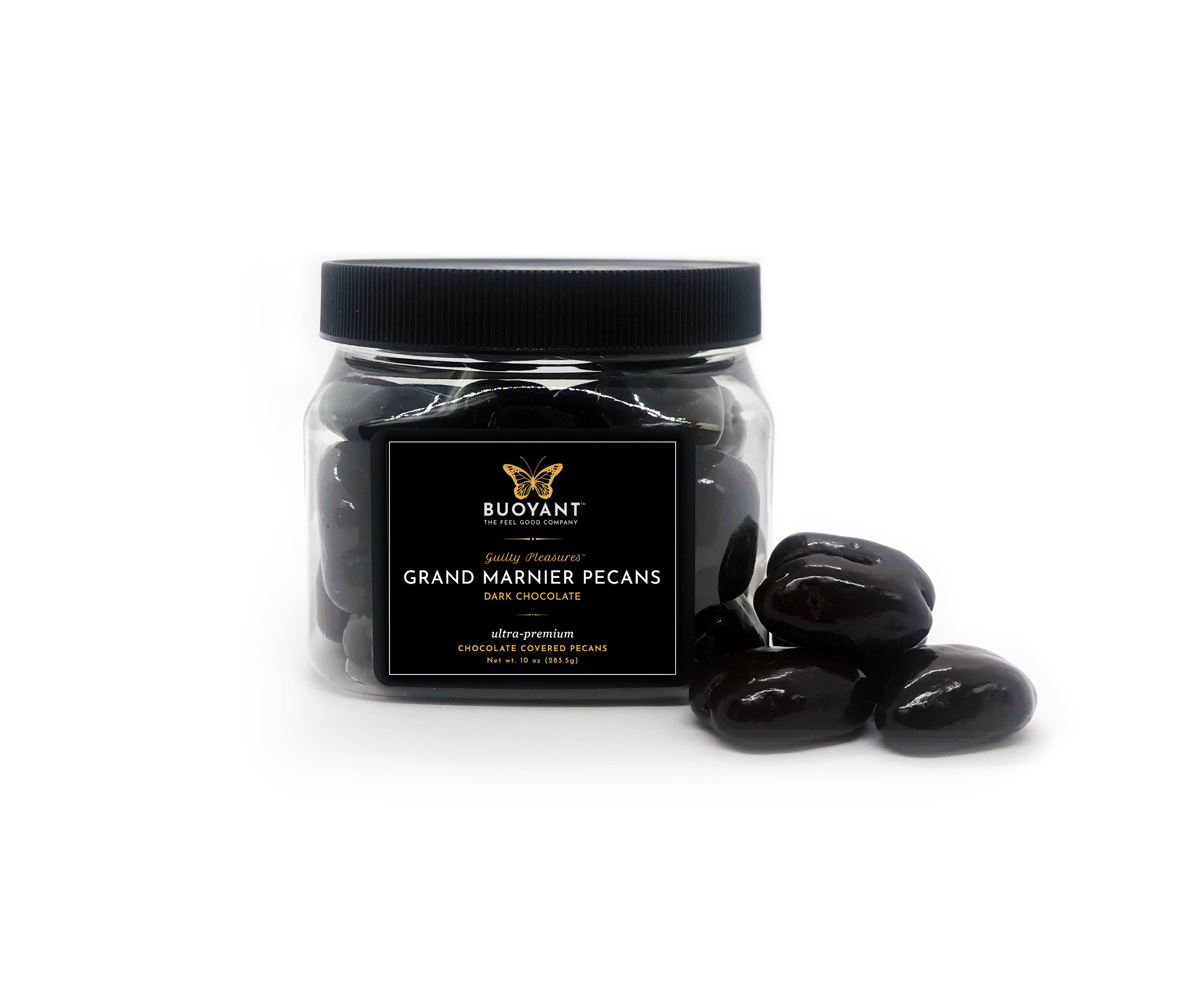 Buoyant Chocolates & Confections - Wholesale Chocolate Covered Sweets - Grand Marnier Pecans - Dark Chocolate