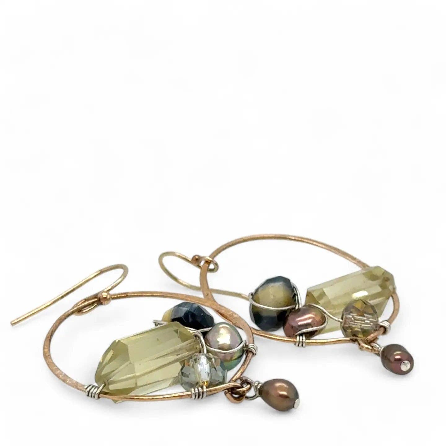 Art by any Means Jewelry - Wholesale Dangle Earrings - Embroidered Quartz Hoop Earrings E835364