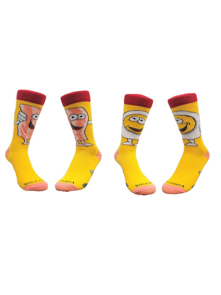 Sock Panda - Wholesale Socks - Unisex - Bacon and Eggs - The Ultimate Partnership Sock (Left / Right) from the Sock Panda (Adult Small)3