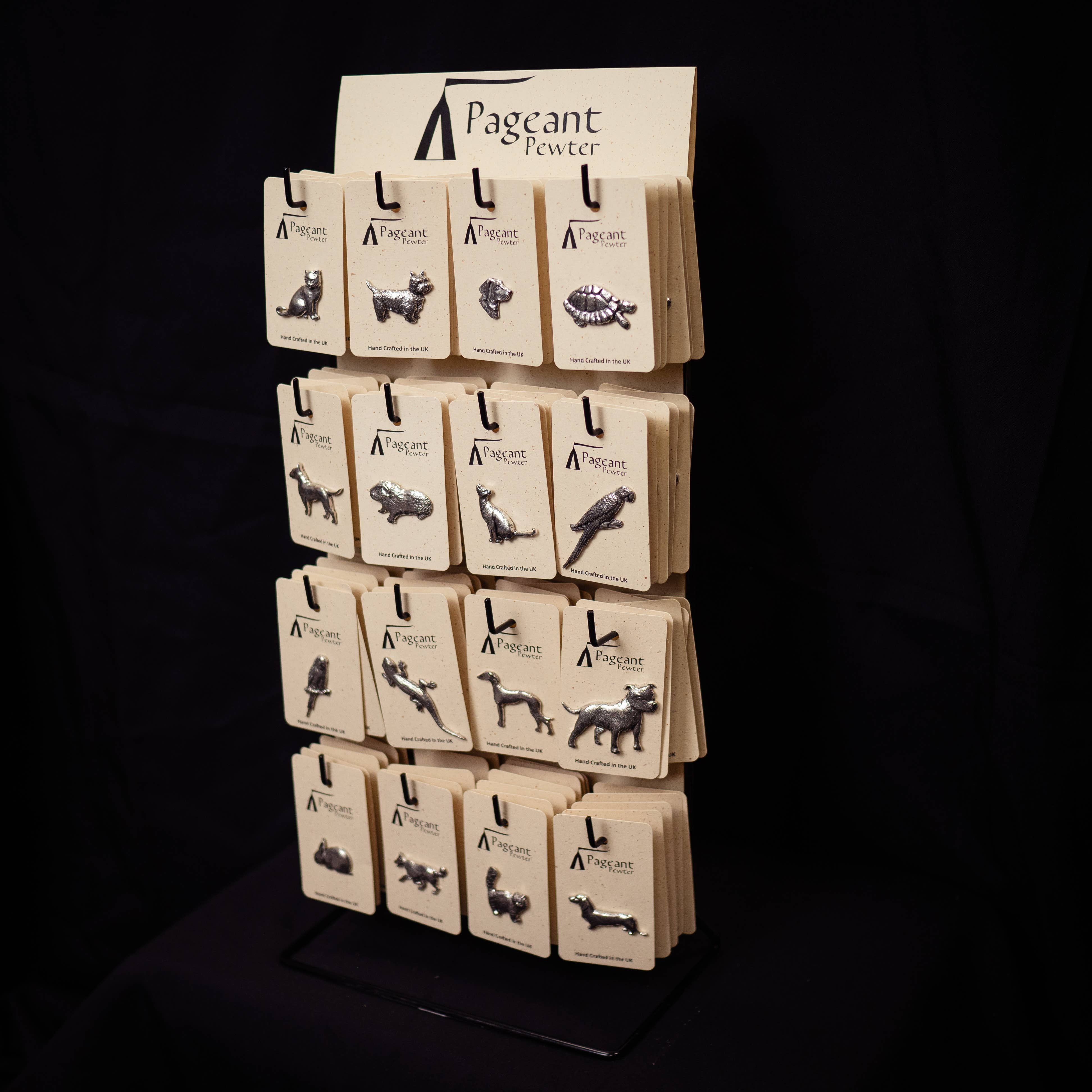 Pageant Pewter – wholesale Jewellery stand & display – Pets themed Pin badge stand2