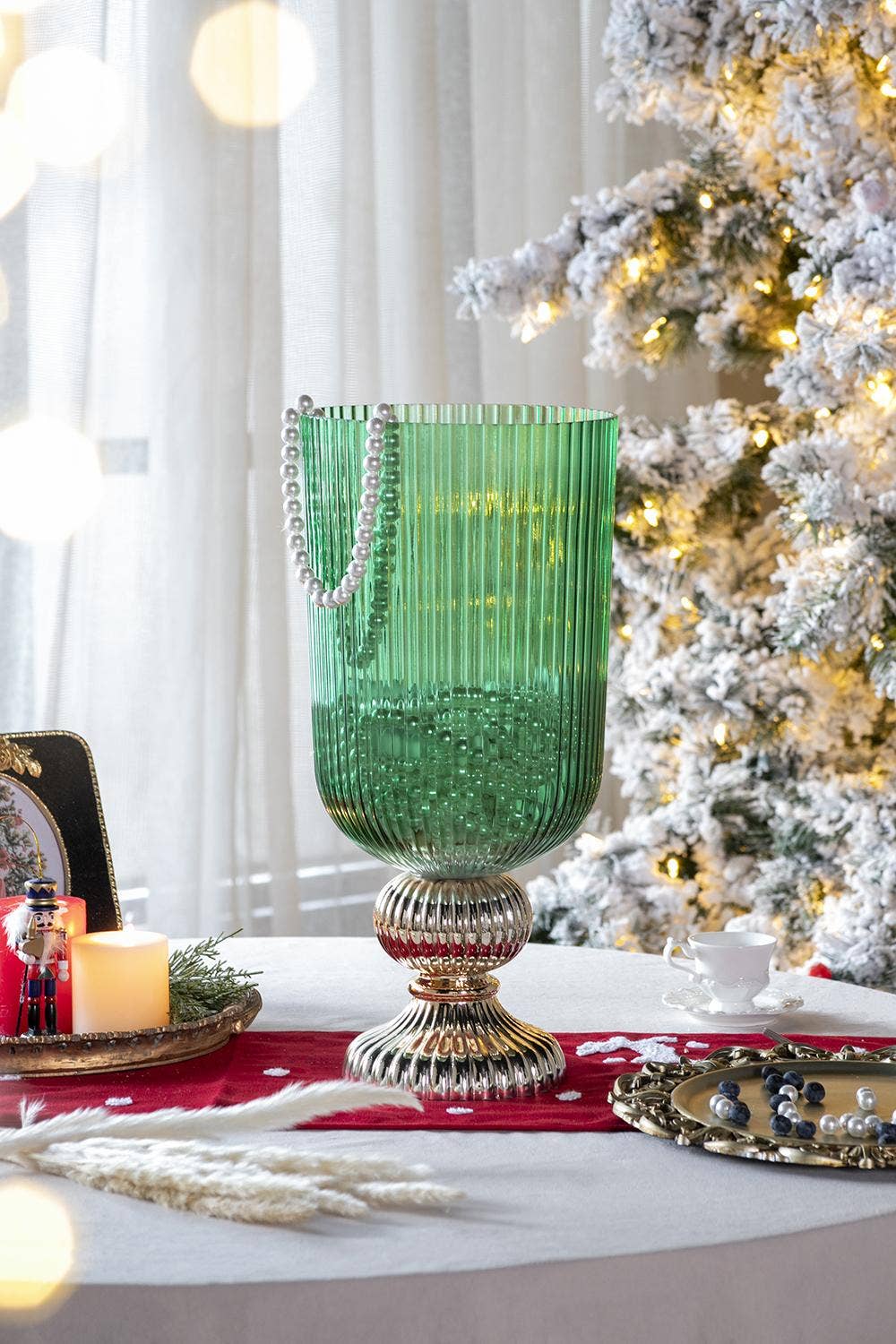 A&B Home Group Inc. - Wholesale Vase - D9.3x20" Flower Vase - Green/Gold3