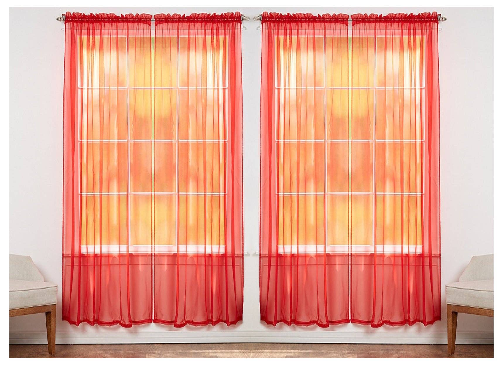 J&V TEXTILES - Vente Rideaux - J&V TEXTILES Lot de 4 panneaux de rideaux de fenêtre transparents6