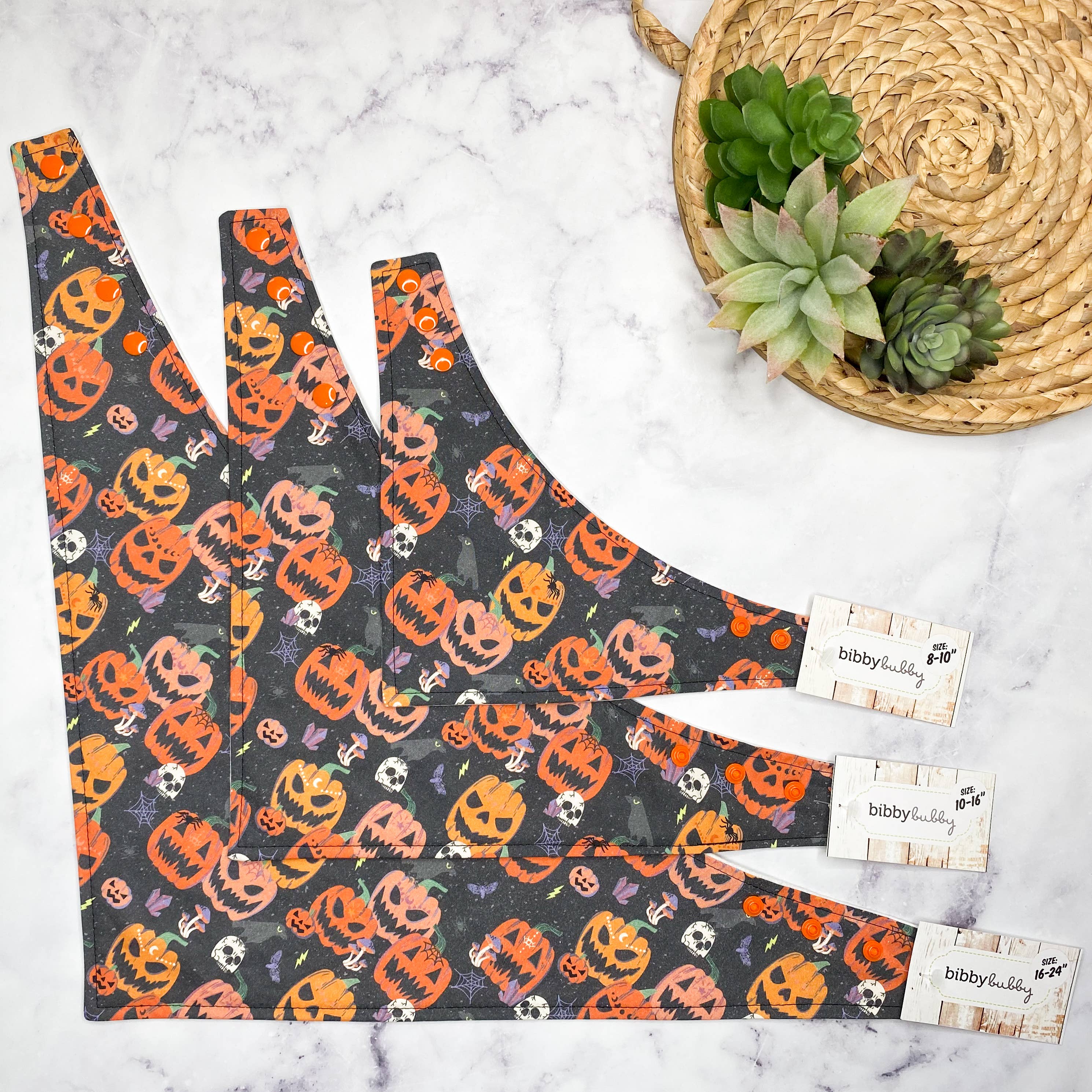 BibbyBubby - Wholesale Pet Bandana - Dog - Jack-o-lanterns Halloween Dog Bandana (Snap-on)1