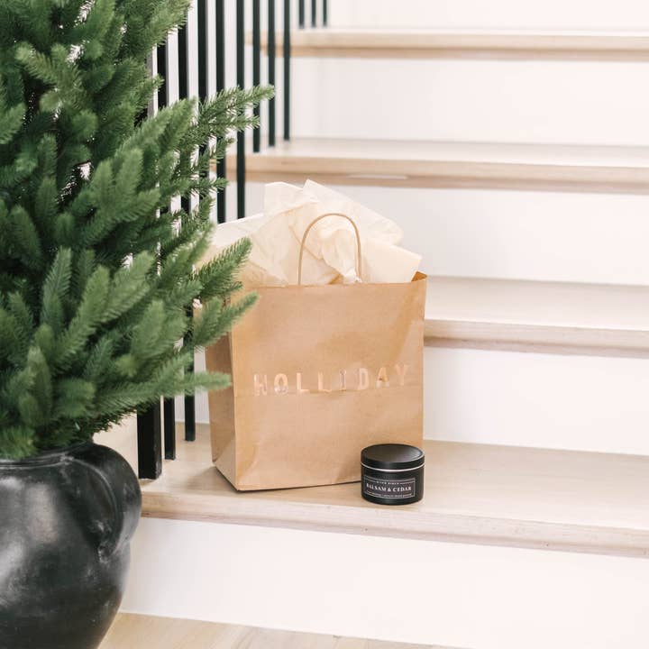 River Birch Candles - Wholesale Travel Candles - 8oz Balsam & Cedar - Black Tin Soy Candle5