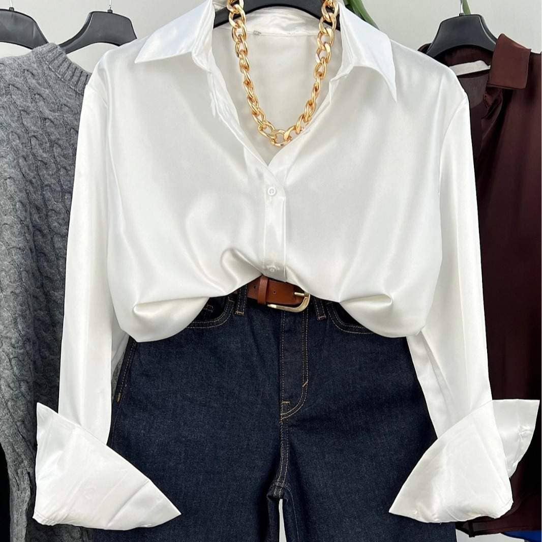 Queen Fashion – wholesale Blus - Dam – Slag långärmad lös temperament knappskjorta1