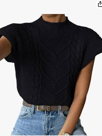 Sweetkama – Engroshandel Strikvest/slipover – Kvinder – Ærmeløs trøjevest til damer i ensfarvet skildpaddehals SKT476013