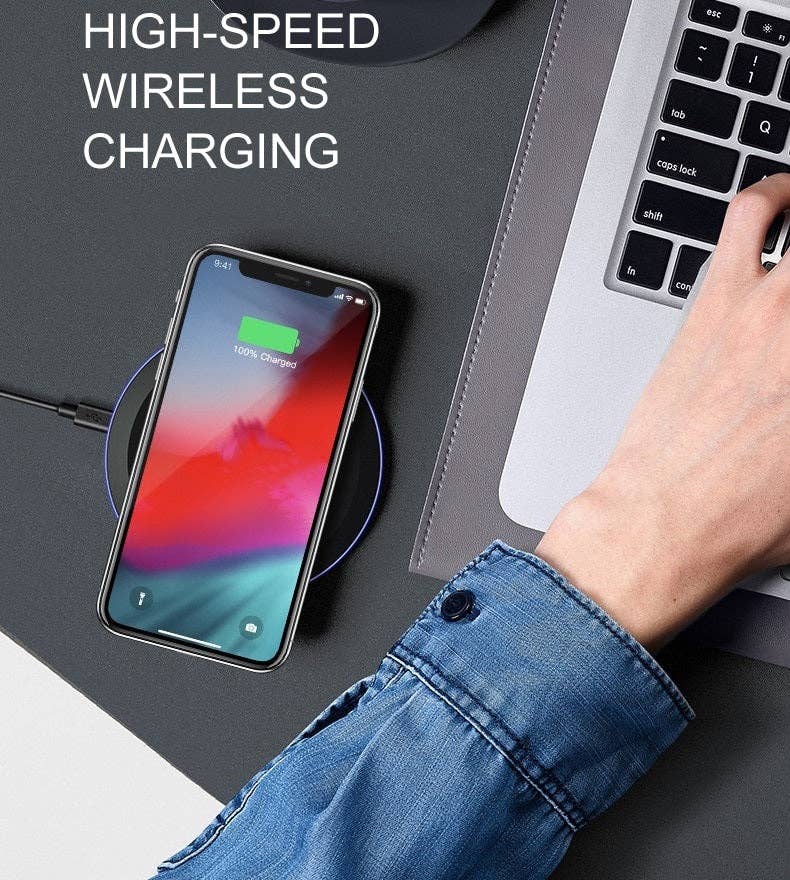 Black 10W Fast Wireless Charger Charging Pad For Qi Enabled Device for wholesale on Faire15
