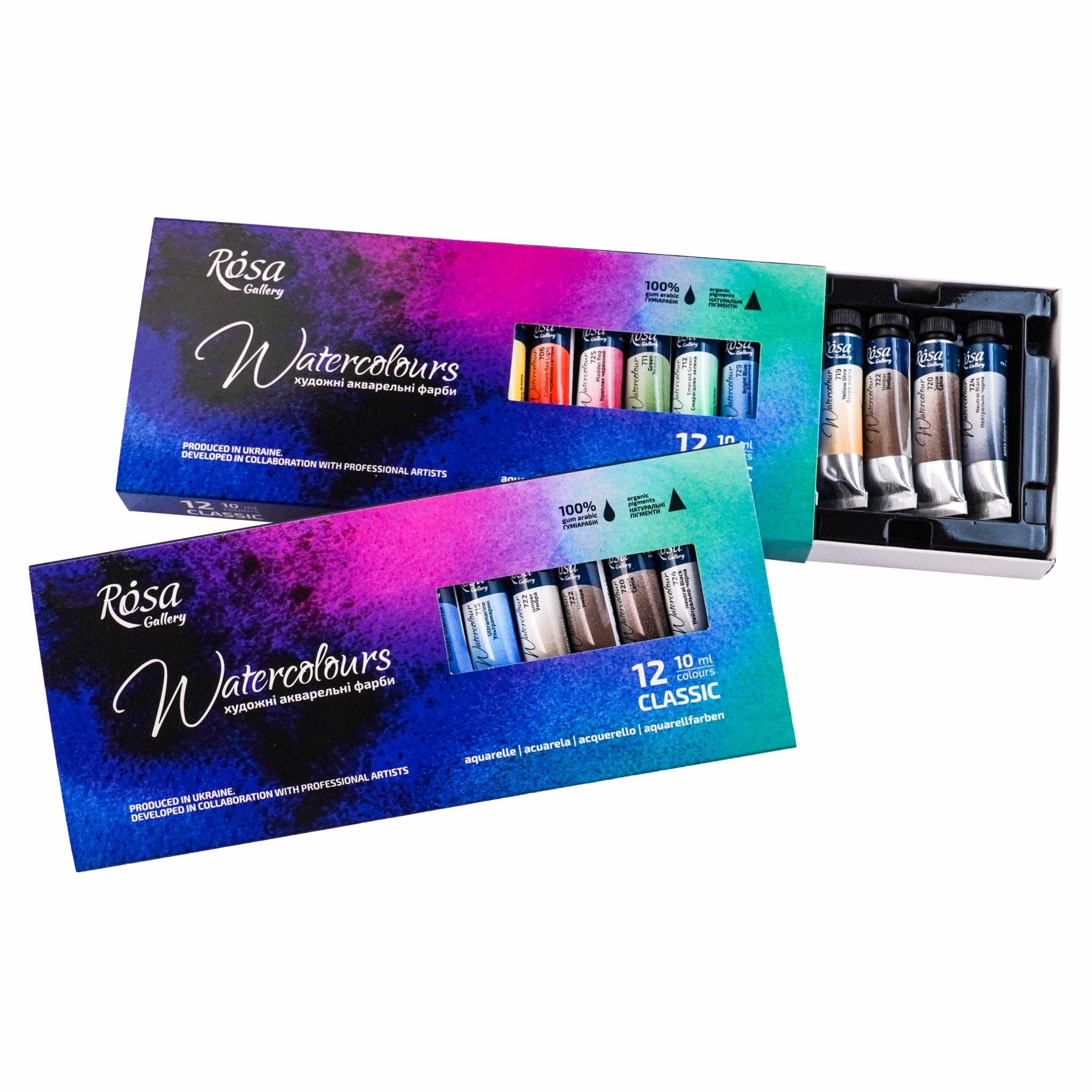 Fainotoys - Wholesale Watercolor Paint - ROSA Gallery Artists' Watercolor Set Classic - 12x10 ml Tubes | Premium Watercolours in Cardboard Box1