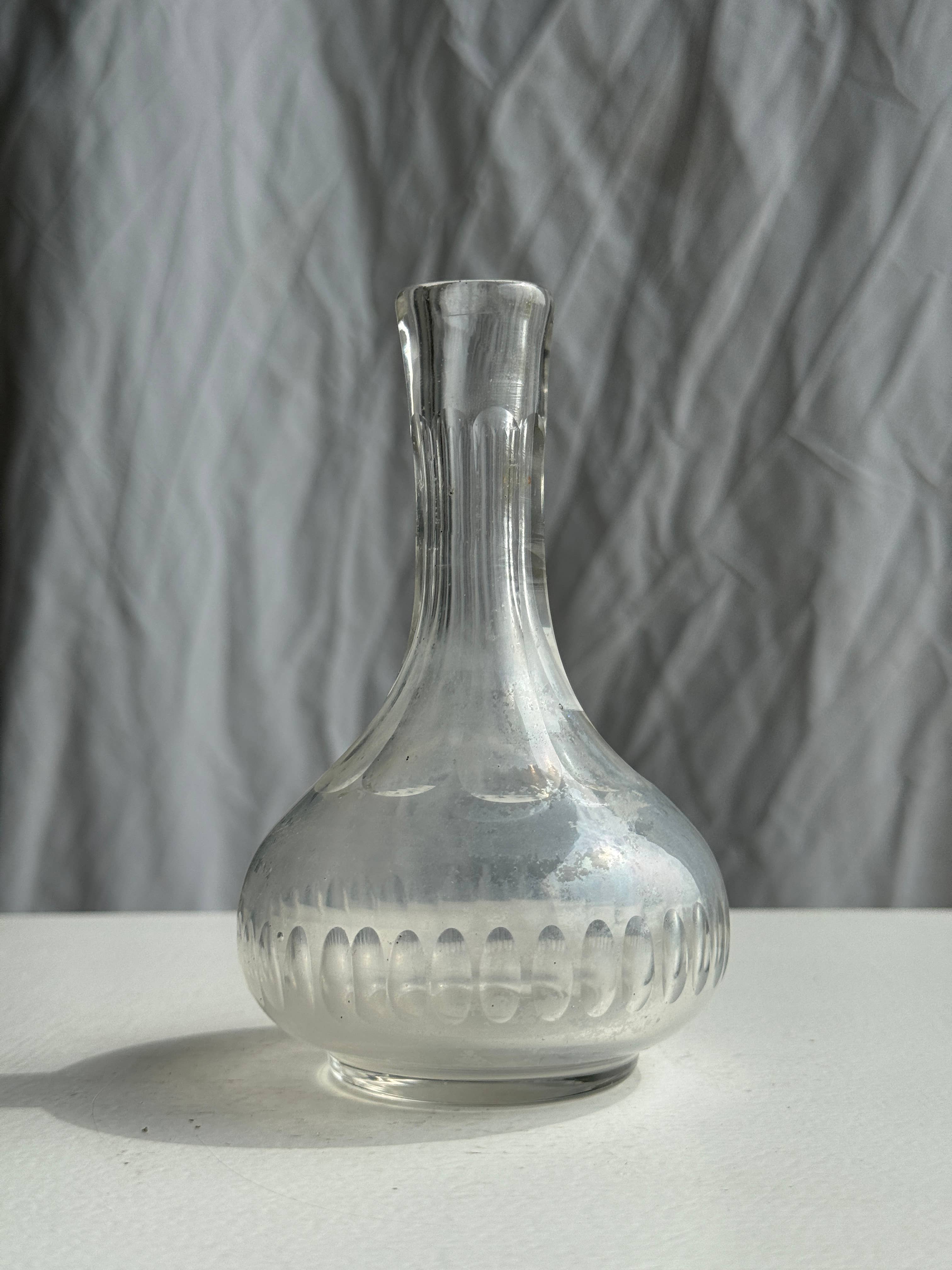 Transparent Mini vintage glass soliflore vase with round belly H12.5 for wholesale on Faire1