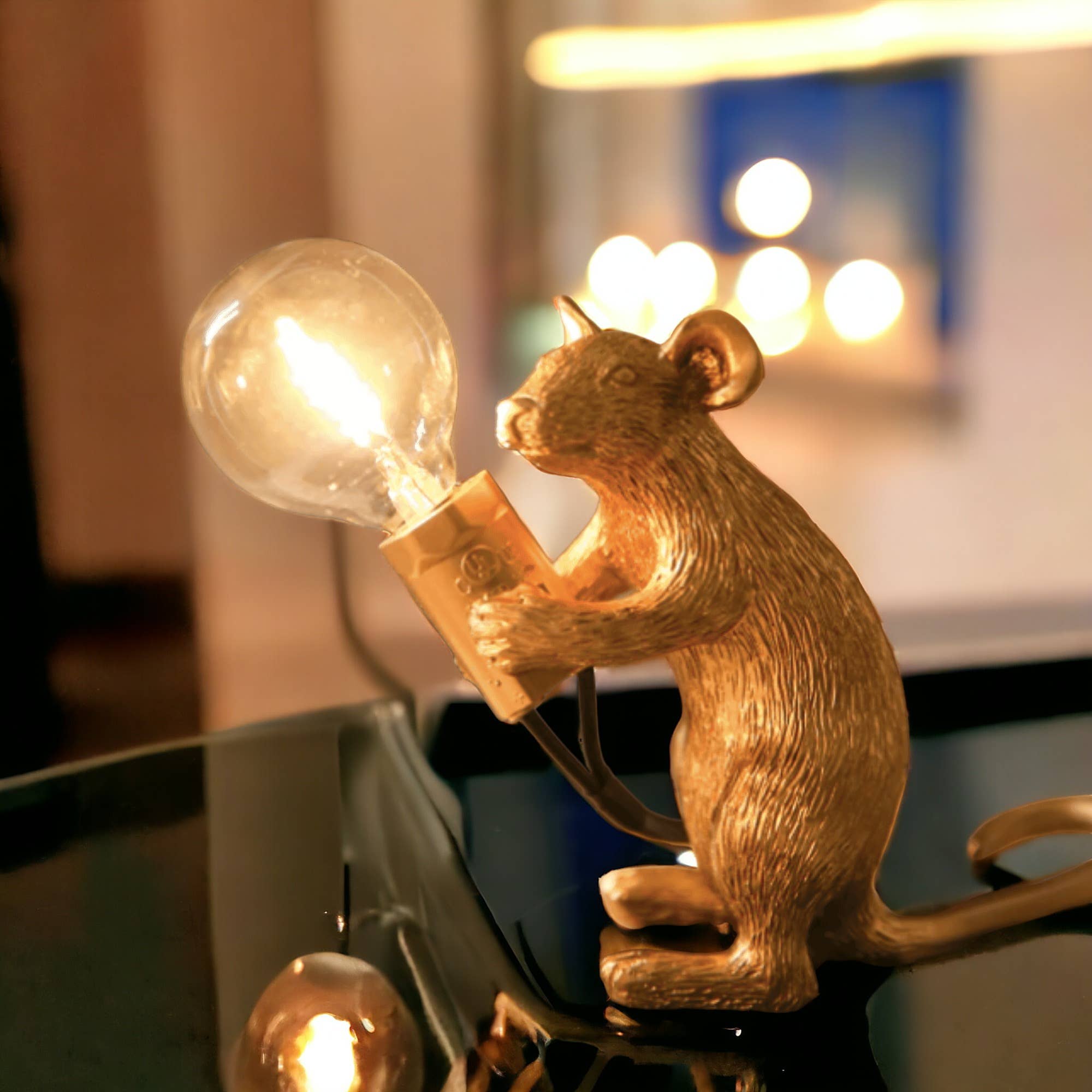 huemabe (All Import Duties Covered) - Wholesale Night Light - Gold Plated Mouse Resin Night Light | Creative Lamp1