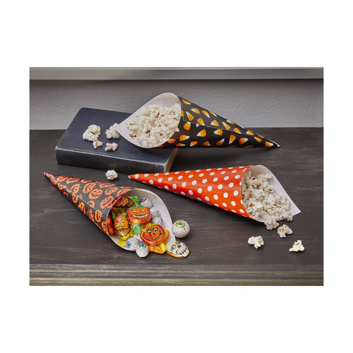 SALE Party Snack Halloween Paper Cones Set of 12 for wholesale by tag