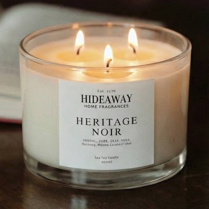 Heritage Noir Luxury 3-Wick Candle for wholesale by Hideaway Home Fragrances