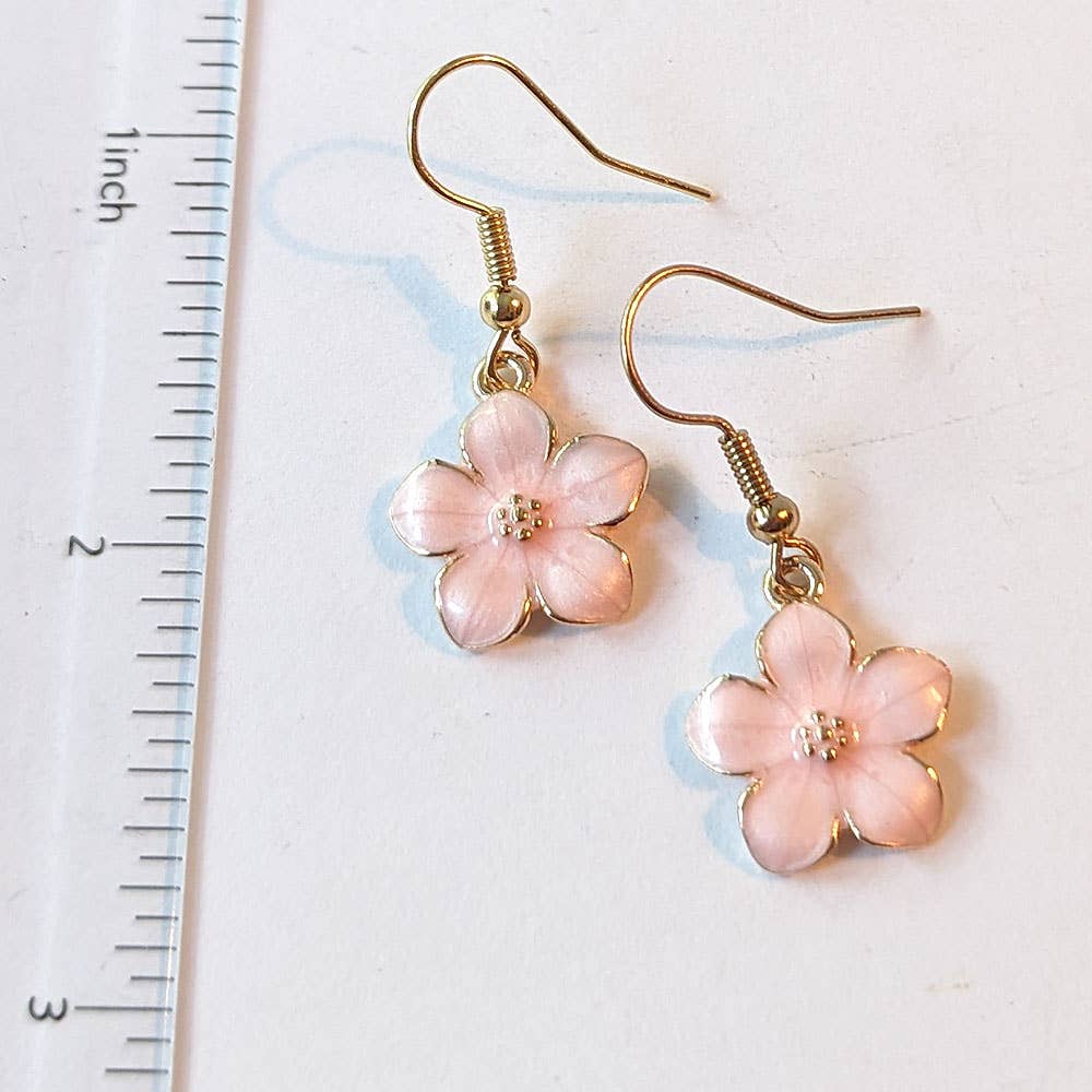 Stylish Jewelry Supply - Wholesale Dangle Earrings - Gold Pink Enamel Flower Earrings4