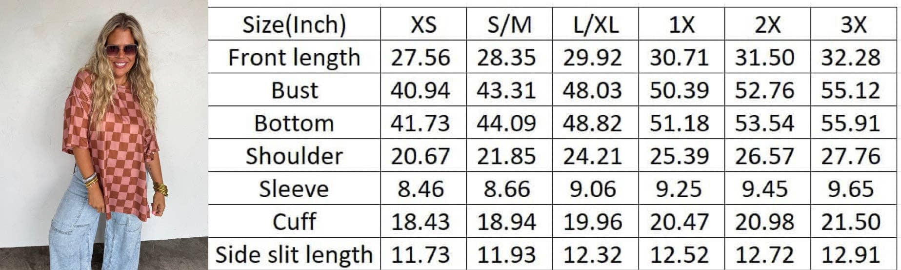 BLAKELEY - Wholesale Tunic - Women's - CHECK BABE SIDE SLIT TOP21