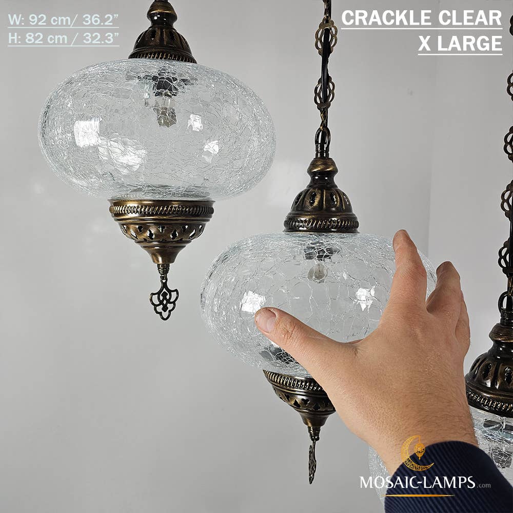 Mosaic Lamps - Wholesale Chandelier/Hanging Light - 5 Clear Cracked Globe Bar Chandelier8