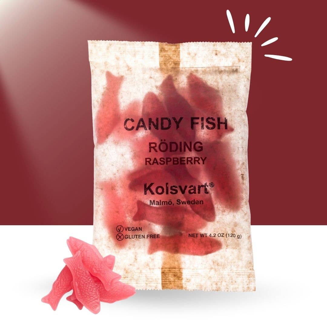 Casacella Foods - Wholesale Gummy - Kolsvart Roding Raspberry Candy Fish 4.25 oz (125 g)1