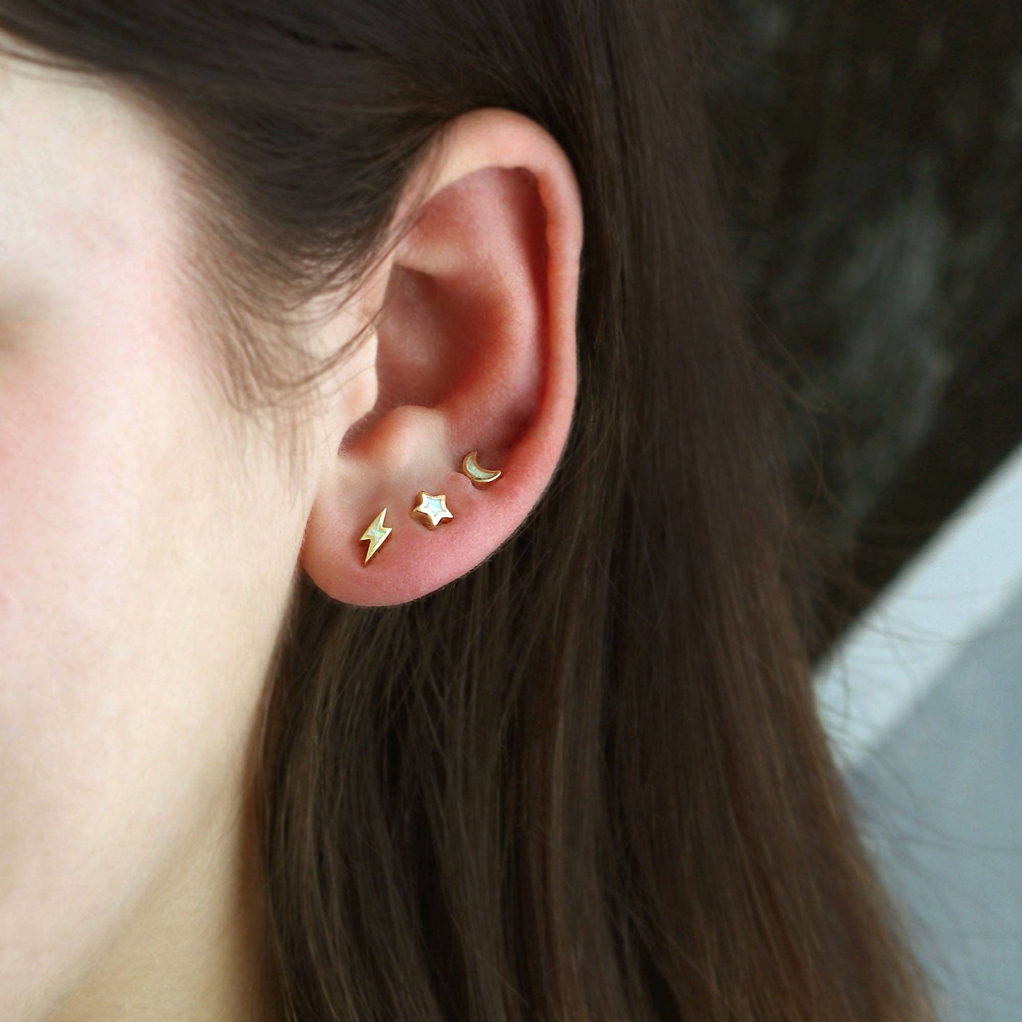 Kris Nations - Wholesale Stud/Post Earrings - Opal Lightning Bolt Stud Earrings1