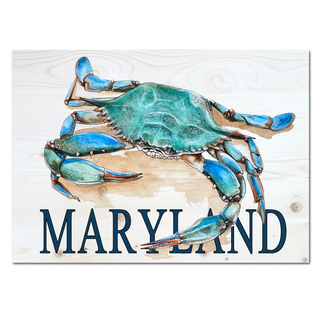 Map Mom - Wholesale Sign - Custom Location- 11x16 inch Wood Blue Crab Plank2
